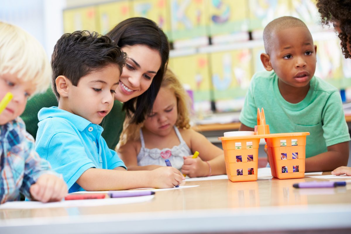  Teacher with young students